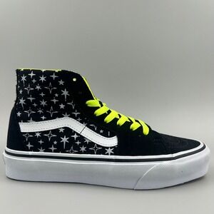 Vans Sk8-Hi Black Star Women Size 6.5 High Top Neon Suede Skate Shoes NEW